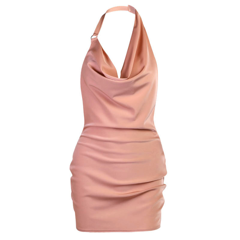 Satin V-Neck Backless Party Dress