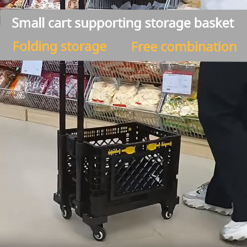 Folding Shopping Cart with 360° Rotating Wheels and Removable Storage Basket