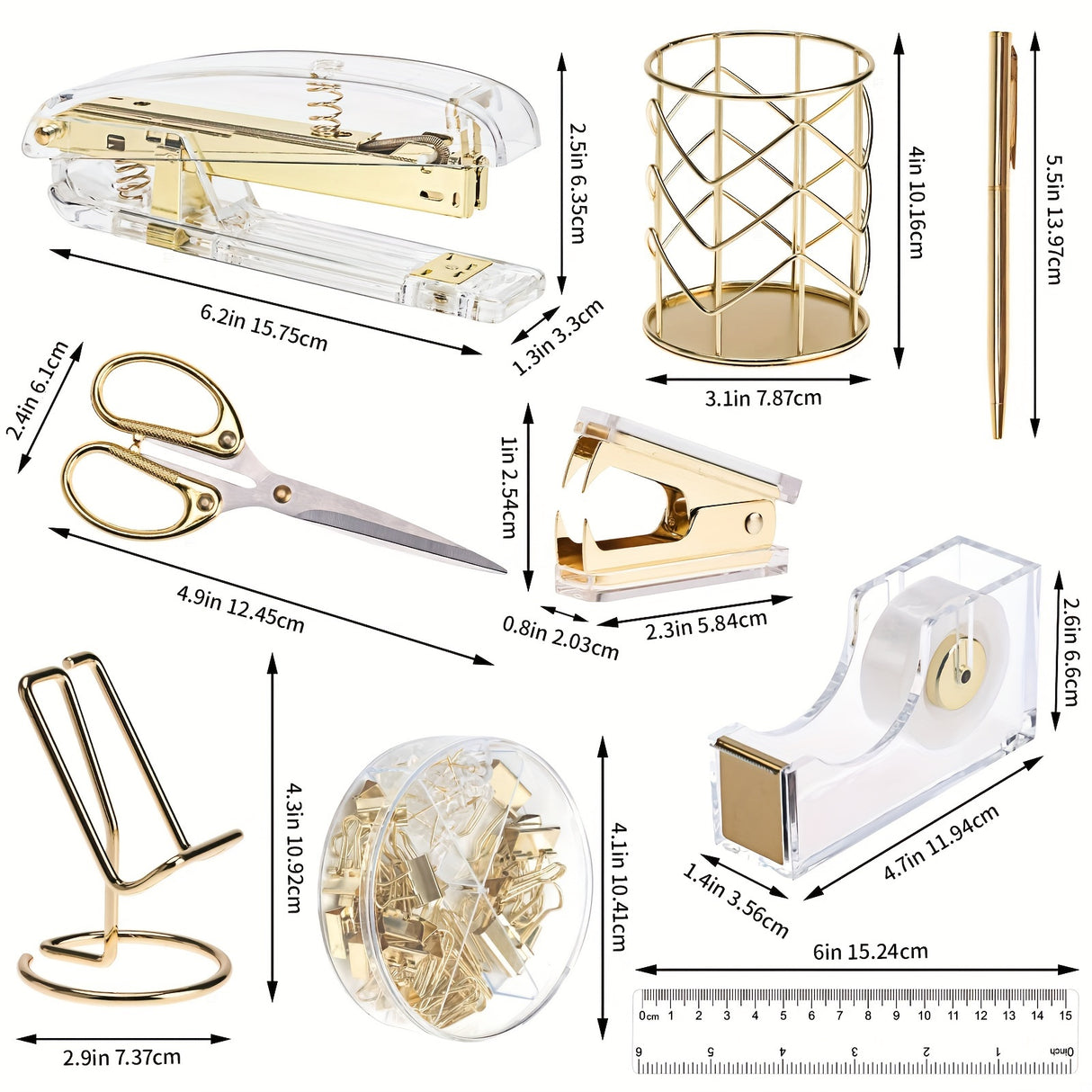 Golden Desk Accessories Set