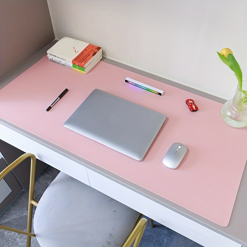 Double-sided Two-color PVC Leather Mouse Pad, Medium Office Computer Desk Pad, Leather Mouse Pad, Table Heat Insulation Pad, Non-slip Pad, 30.0*59.99cm