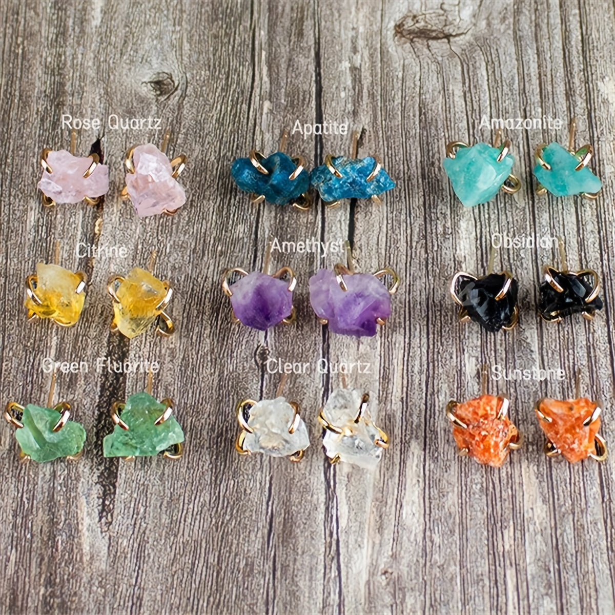 Handmade Small Stud Earrings Embellished With Color Natural Stone Bohemian Style Unique Statement Female Earrings