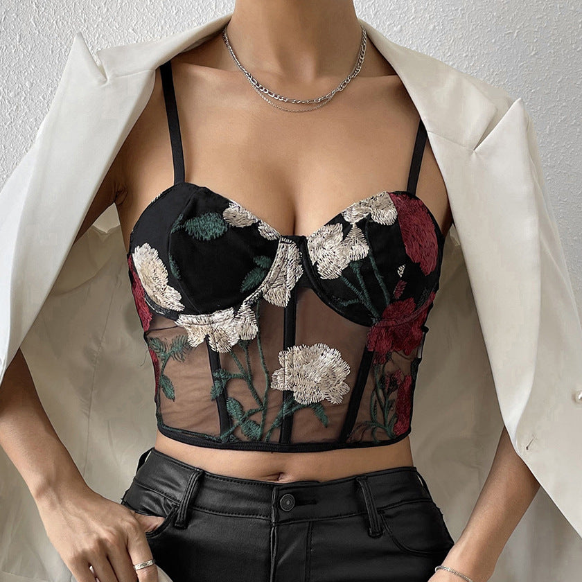 Retro Flower Embroidered Vest