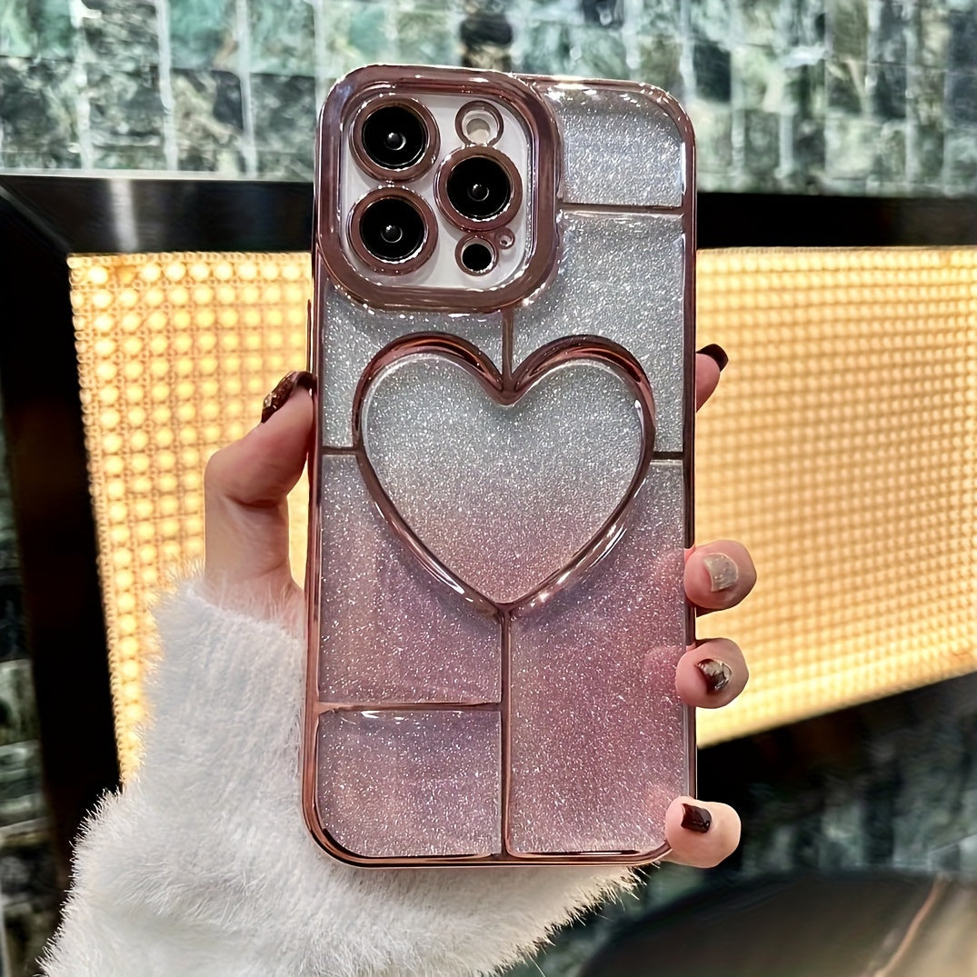 Electroplating Heart-shaped Thickened For Airbag Mobile Phone Case Is Suitable For IPhone Model Is Suitable For IPhone 15, 15pro, 15 Promax