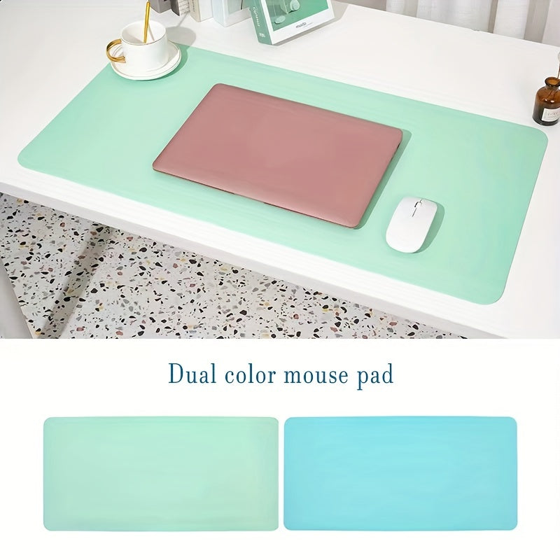Double-sided Two-color PVC Leather Mouse Pad, Medium Office Computer Desk Pad, Leather Mouse Pad, Table Heat Insulation Pad, Non-slip Pad, 30.0*59.99cm