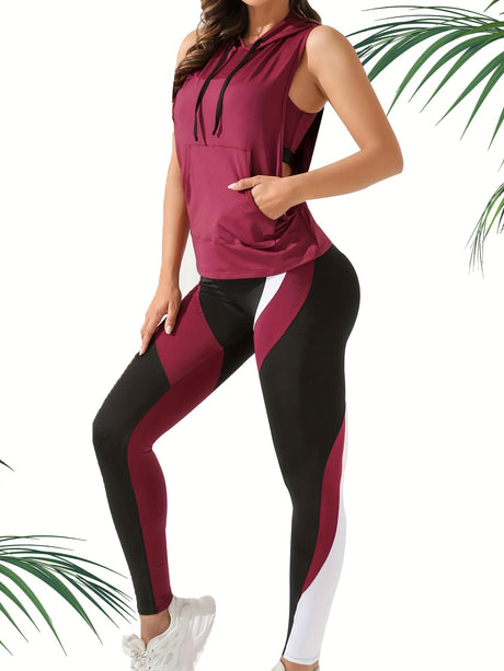 Sports Set Hooded Tank Top and Leggings