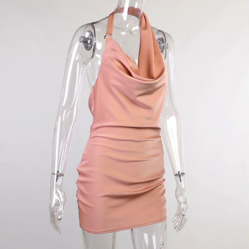 Satin V-Neck Backless Party Dress