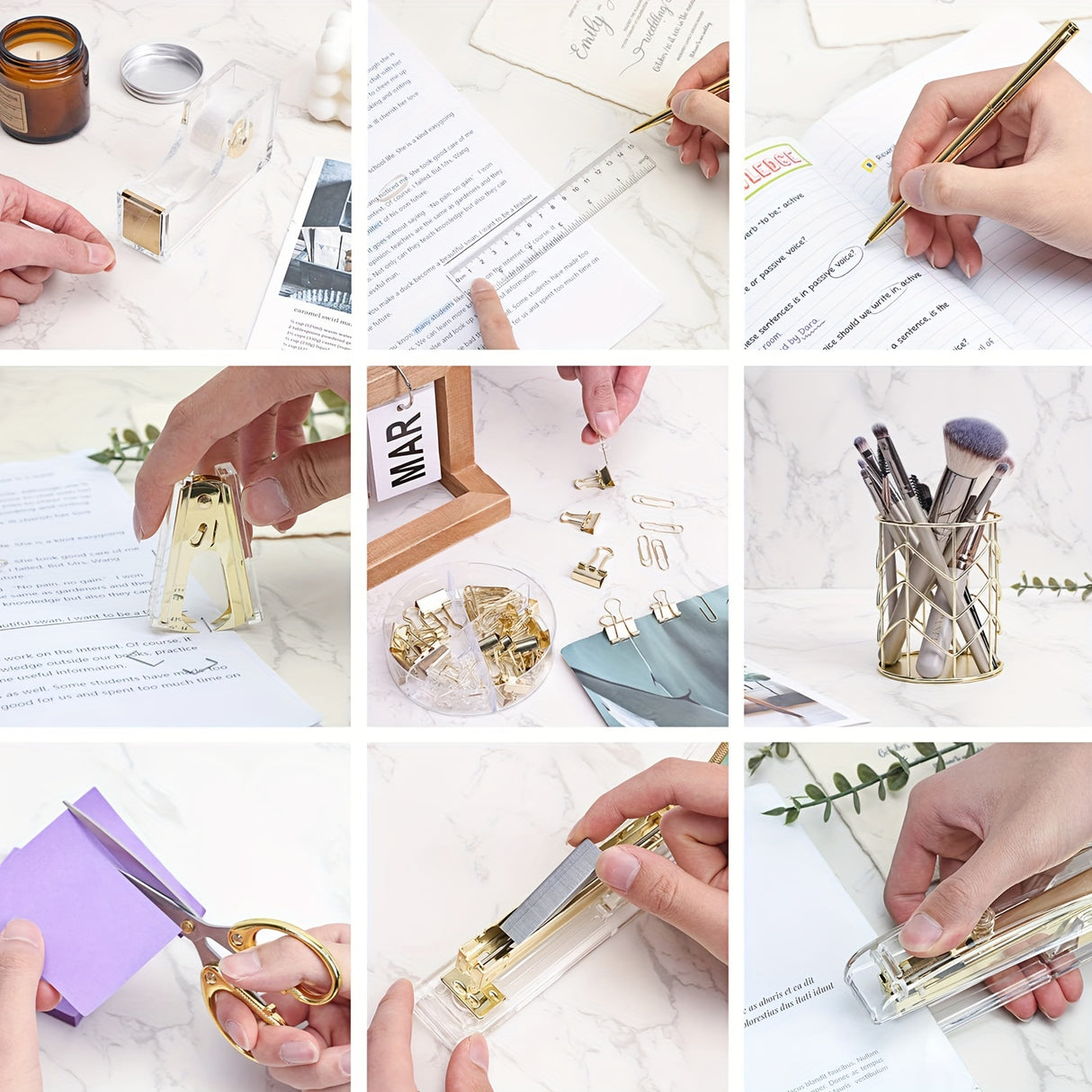 Golden Desk Accessories Set