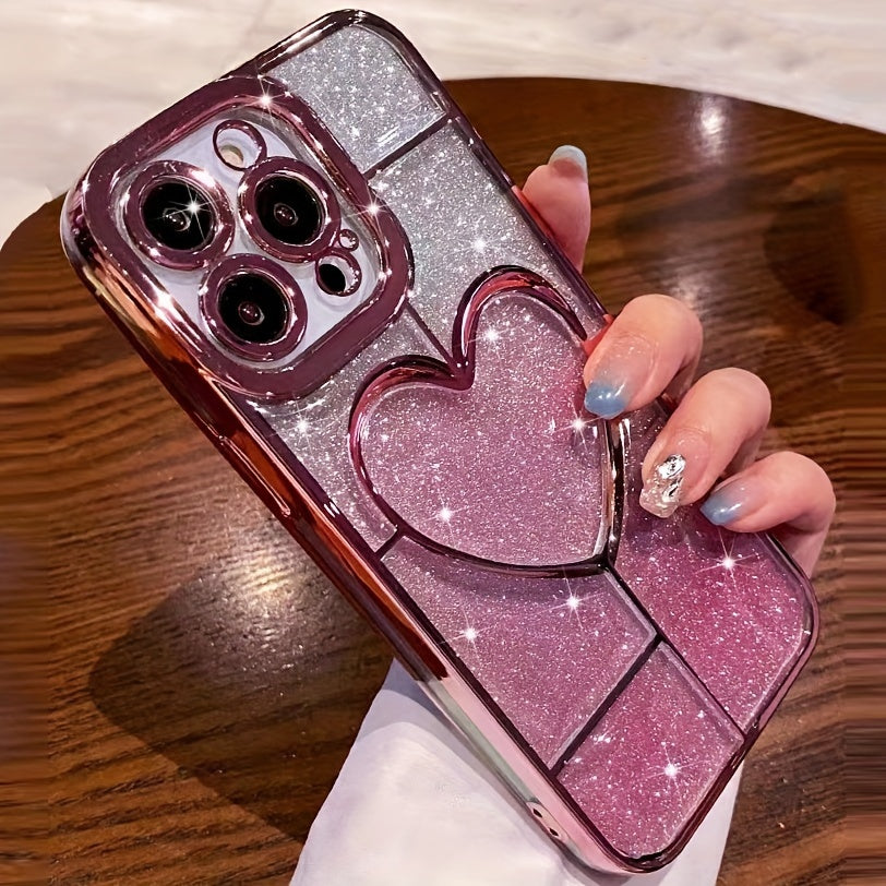 Electroplating Heart-shaped Thickened For Airbag Mobile Phone Case Is Suitable For IPhone Model Is Suitable For IPhone 15, 15pro, 15 Promax