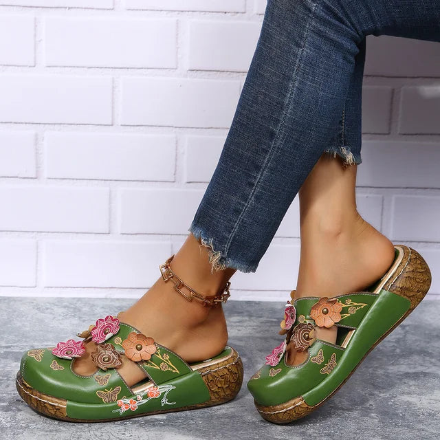Ethnic Elegance Platform Toe Slippers - Picksentials