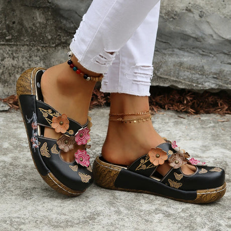 Ethnic Elegance Platform Toe Slippers - Picksentials