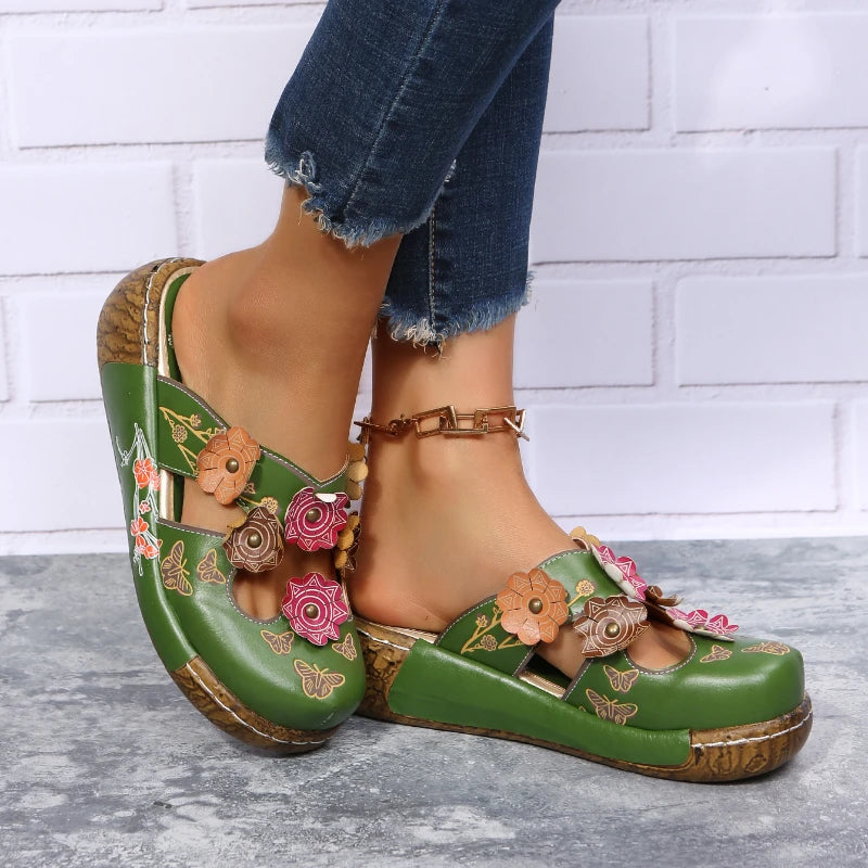 Ethnic Elegance Platform Toe Slippers - Picksentials