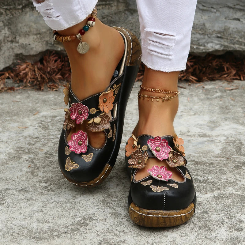 Ethnic Elegance Platform Toe Slippers - Picksentials