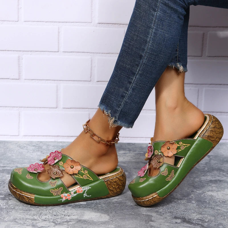 Ethnic Elegance Platform Toe Slippers - Picksentials