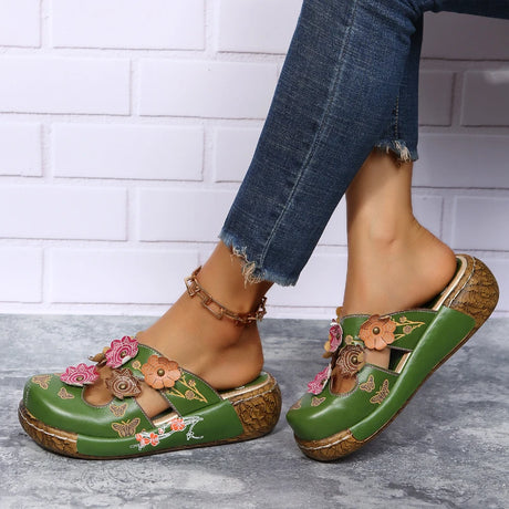 Ethnic Elegance Platform Toe Slippers - Picksentials