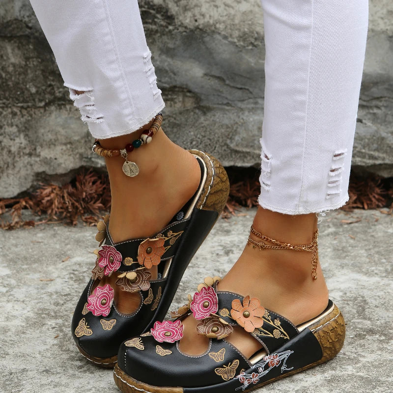 Ethnic Elegance Platform Toe Slippers - Picksentials