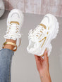 Letter Patch Lace-Up Wedge Sneakers - Picksentials