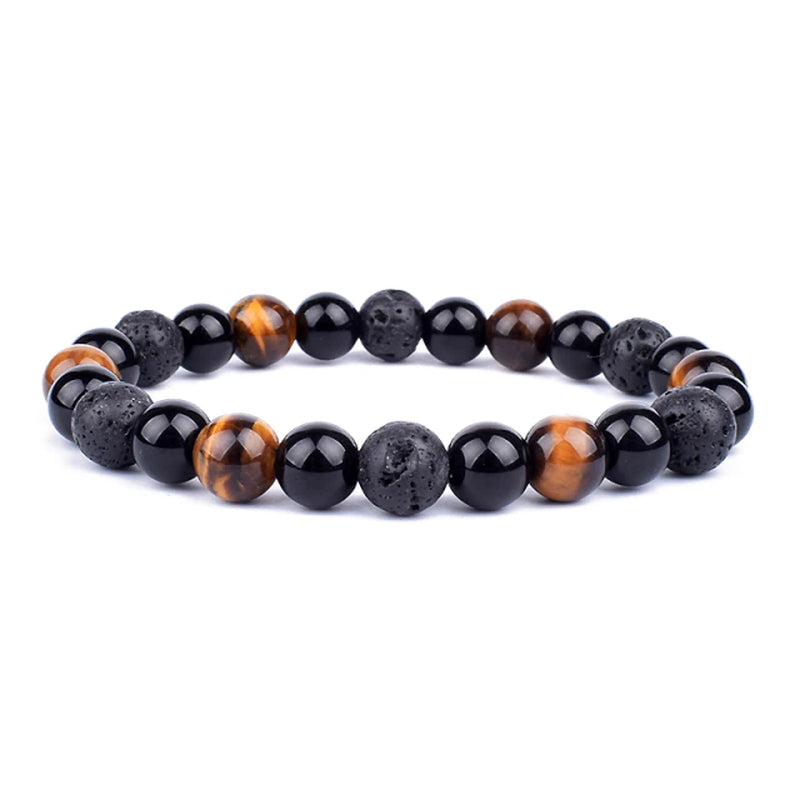 Magnetic Hematite Bracelets with Tiger Eye Stone Beads