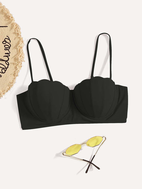 Scallop Trim Push-Up Bikini Top - Swim Basics Plus - Picksentials