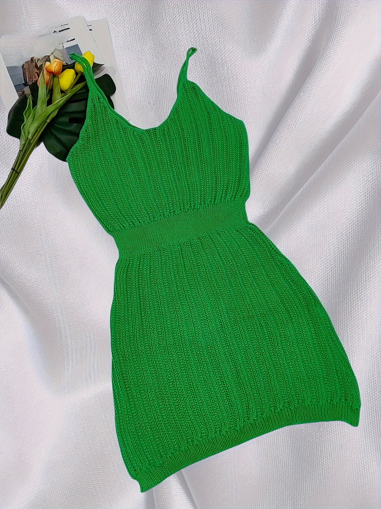 Knitted V-Neck Beach Dress