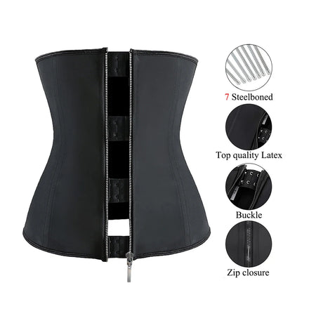 Shapewear for women corset latex waist trainer 7 steel bones plus size - Picksentials