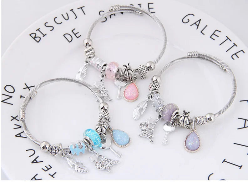 Metal Tower and Feather Charm Bracelet - Picksentials