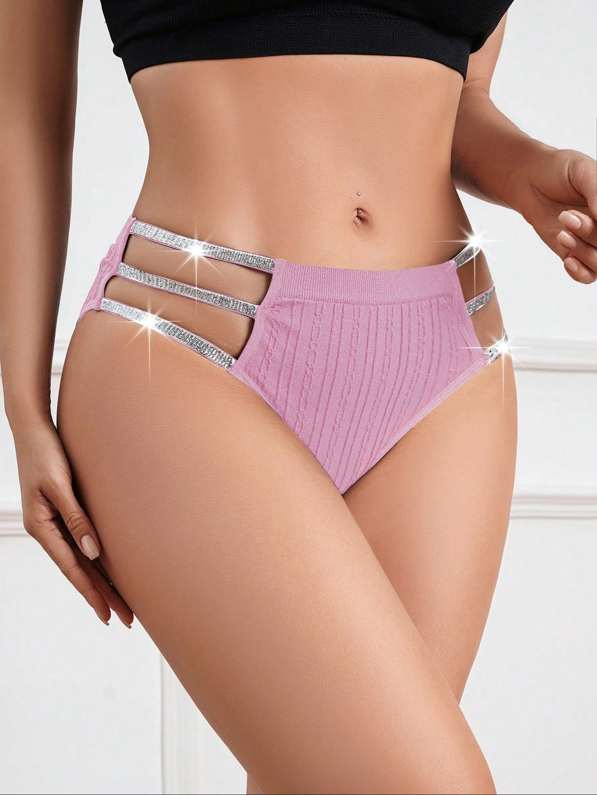 Pink Glitter Cut-Out Panty - Picksentials