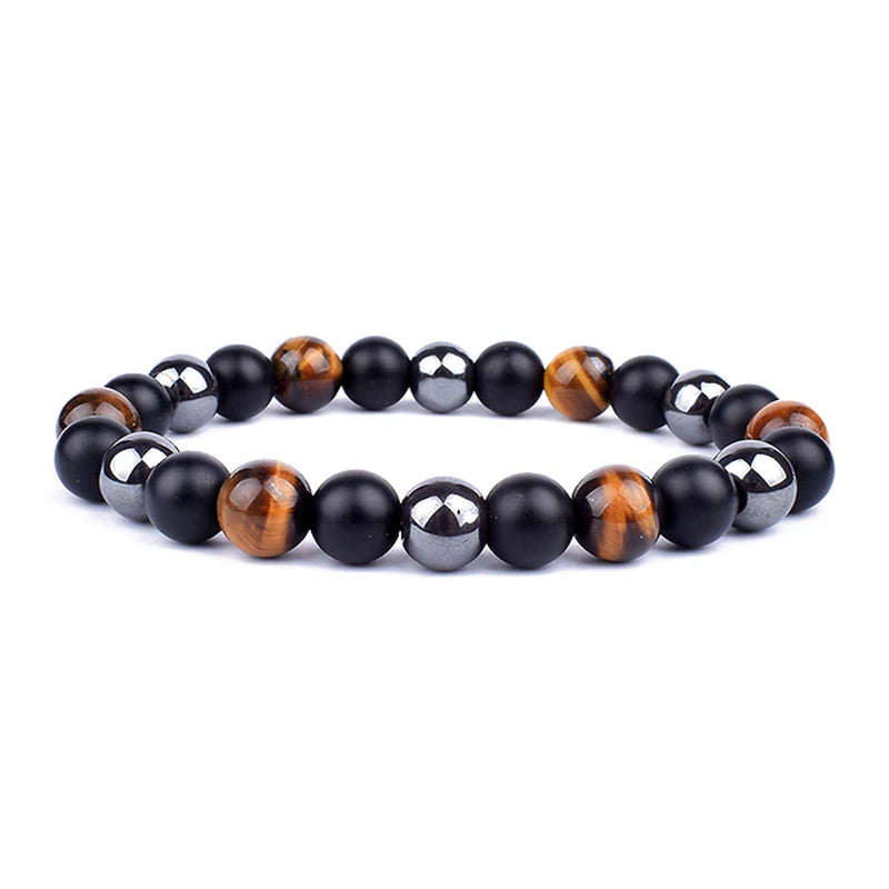 Magnetic Hematite Bracelets with Tiger Eye Stone Beads
