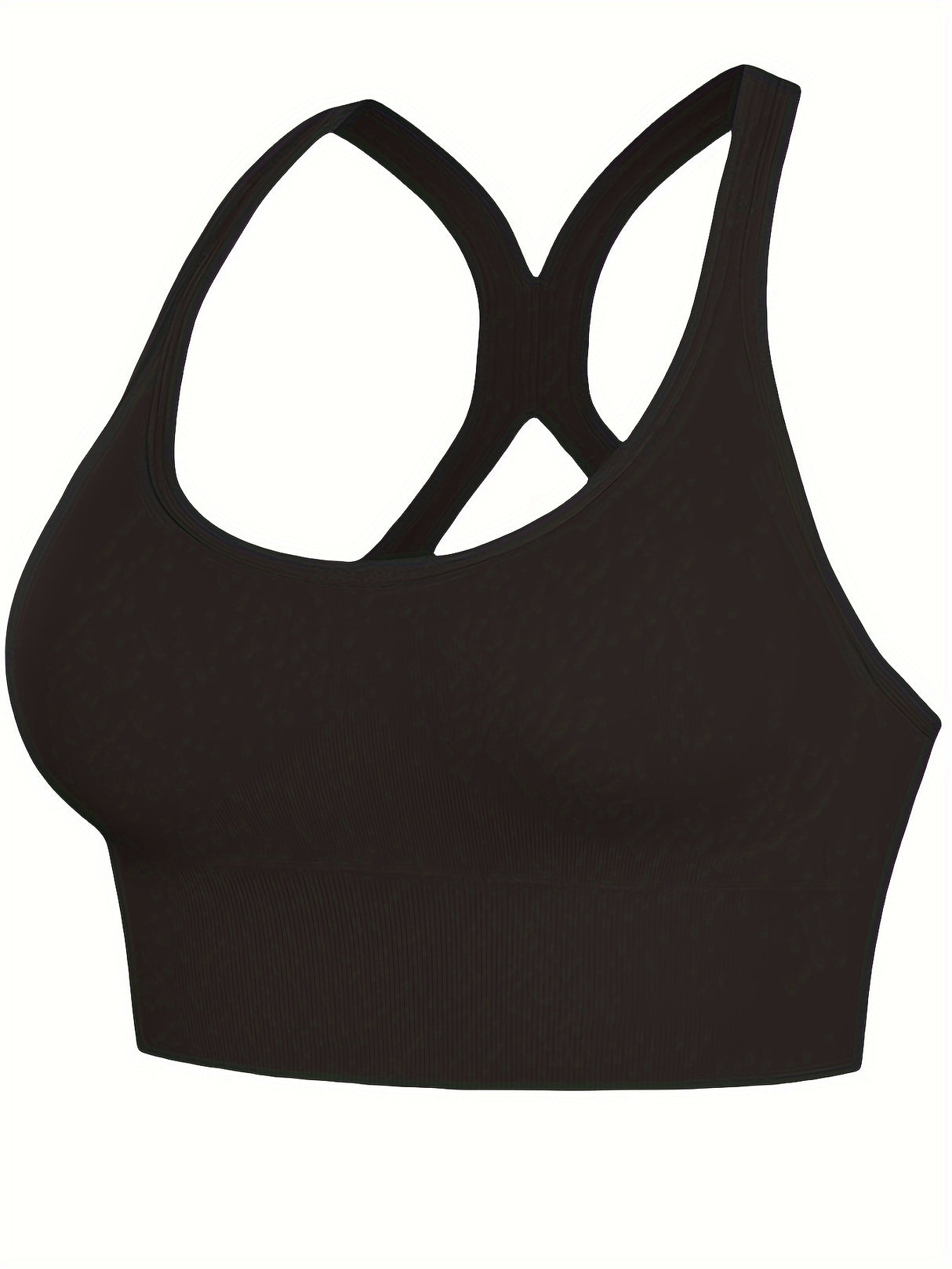 Solid Sports Bra, Comfy & Breathable Push Up Shockproof Fitness Bra, Women's Lingerie & Underwear