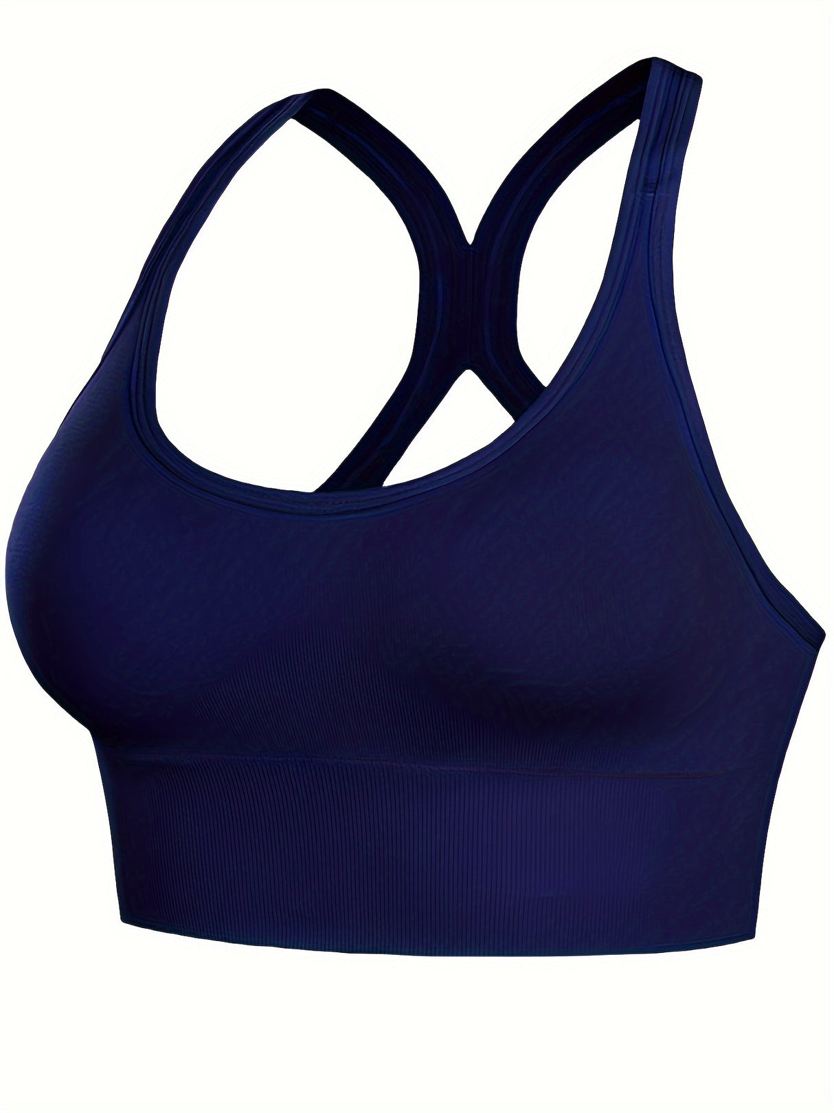 Solid Sports Bra, Comfy & Breathable Push Up Shockproof Fitness Bra, Women's Lingerie & Underwear