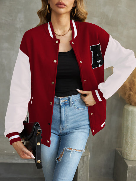 Letter Pattern Varsity Jacket