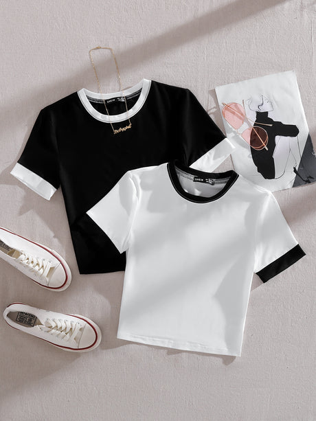 Contrast Binding Tee Set - Picksentials